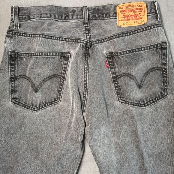 VTG Levis 505 Jeans Men 33x30 Black Marbled Regular Straight Leg Denim Y2K STAIN - Picture 4 of 13